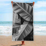 Black And White Banana Leaf Print Beach Towel