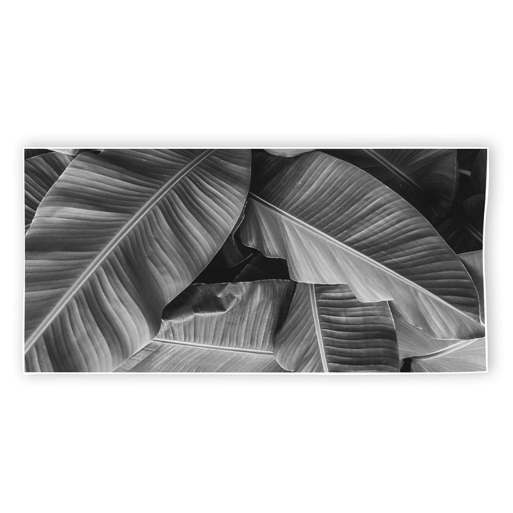Black And White Banana Leaf Print Beach Towel