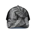 Black And White Banana Leaf Print Black Mesh Trucker Hat