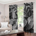 Black And White Banana Leaf Print Dimout Grommet Curtains