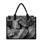 Black And White Banana Leaf Print Canvas Tote Bag