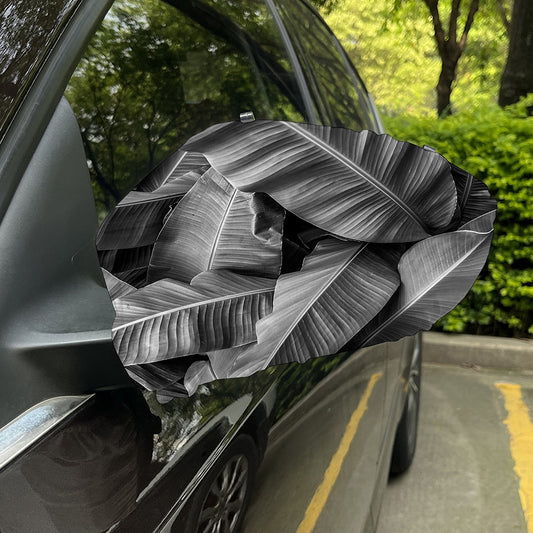 Black And White Banana Leaf Print Car Side Mirror Covers