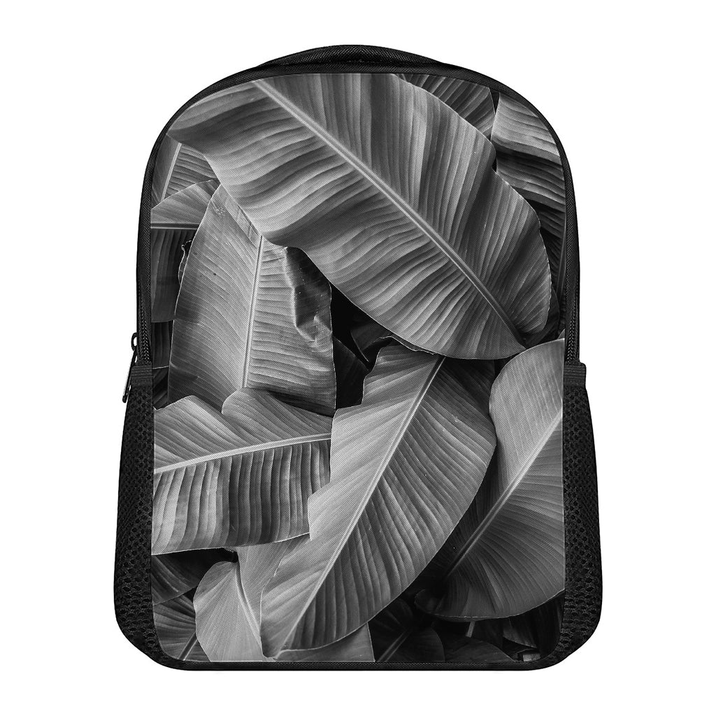 Black And White Banana Leaf Print Casual Backpack
