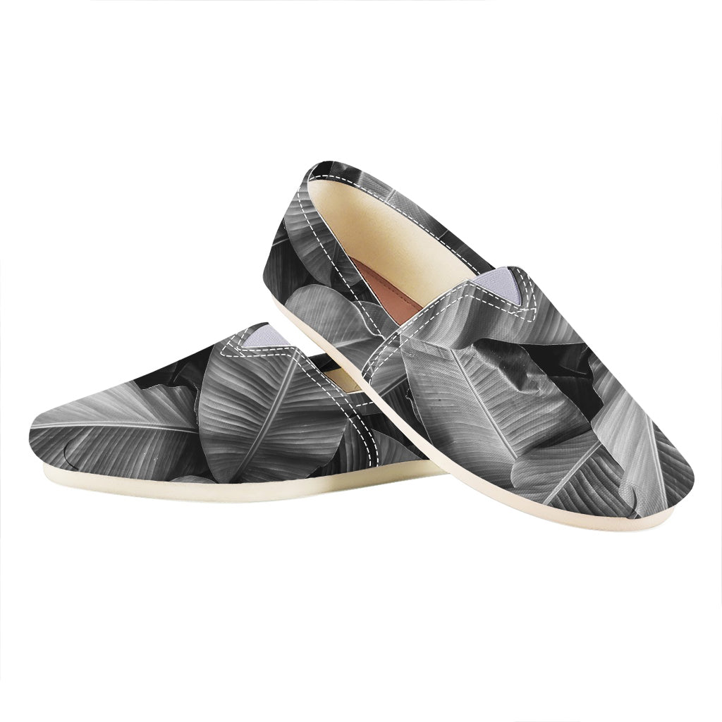 Black And White Banana Leaf Print Casual Shoes
