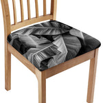 Black And White Banana Leaf Print Chair Cushion Cover
