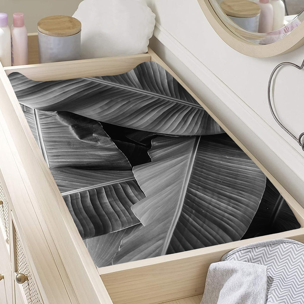 Black And White Banana Leaf Print Changing Pad Cover