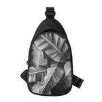 Black And White Banana Leaf Print Chest Bag