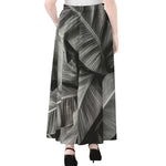 Black And White Banana Leaf Print Chiffon Maxi Skirt
