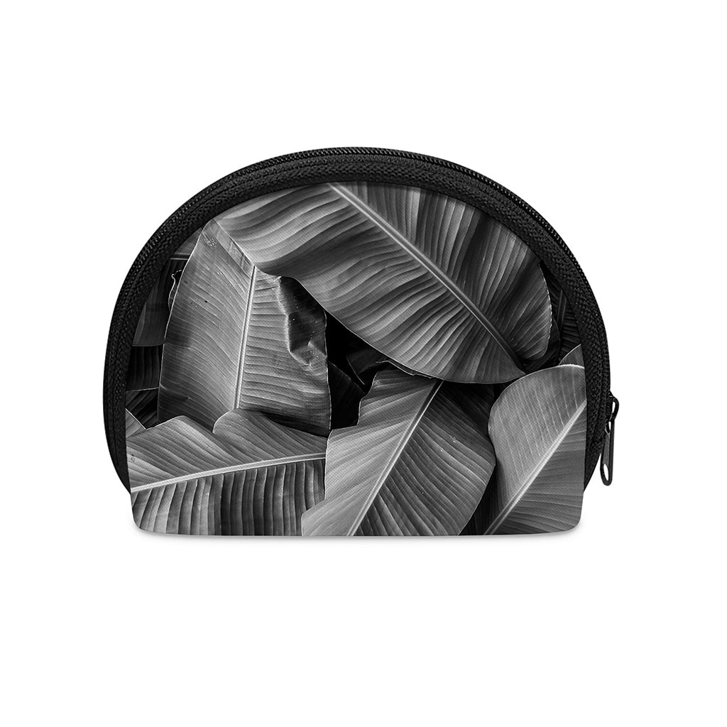 Black And White Banana Leaf Print Coin Purse