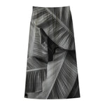 Black And White Banana Leaf Print Cotton Front Slit Maxi Skirt