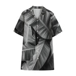 Black And White Banana Leaf Print Cotton Hawaiian Shirt