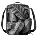 Black And White Banana Leaf Print Crossbody Lunch Bag