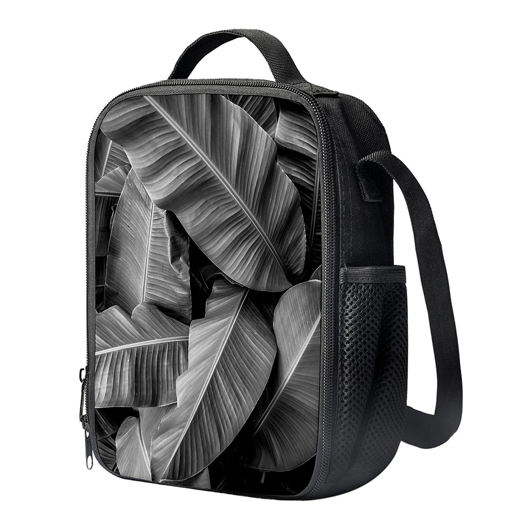 Black And White Banana Leaf Print Crossbody Lunch Bag