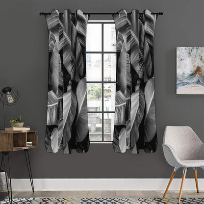 Black And White Banana Leaf Print Curtain