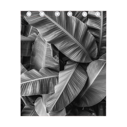 Black And White Banana Leaf Print Curtain