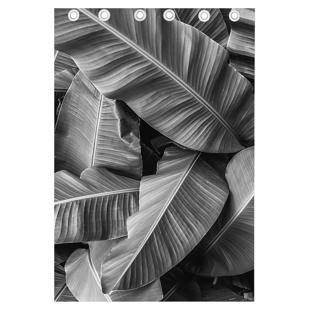 Black And White Banana Leaf Print Curtain