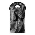 Black And White Banana Leaf Print Double Neoprene Wine Tote