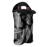 Black And White Banana Leaf Print Double Neoprene Wine Tote