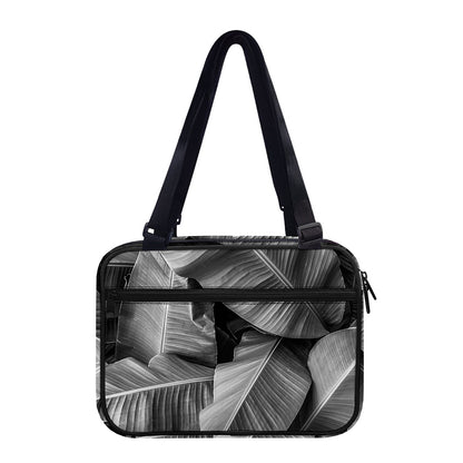 Black And White Banana Leaf Print Double Strap Bible Bag