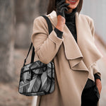 Black And White Banana Leaf Print Double Strap Bible Bag