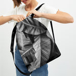 Black And White Banana Leaf Print Drawstring Backpack