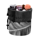 Black And White Banana Leaf Print Drawstring Makeup Bag