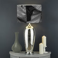 Black And White Banana Leaf Print Drum Lamp Shade