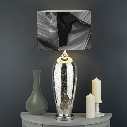 Black And White Banana Leaf Print Drum Lamp Shade