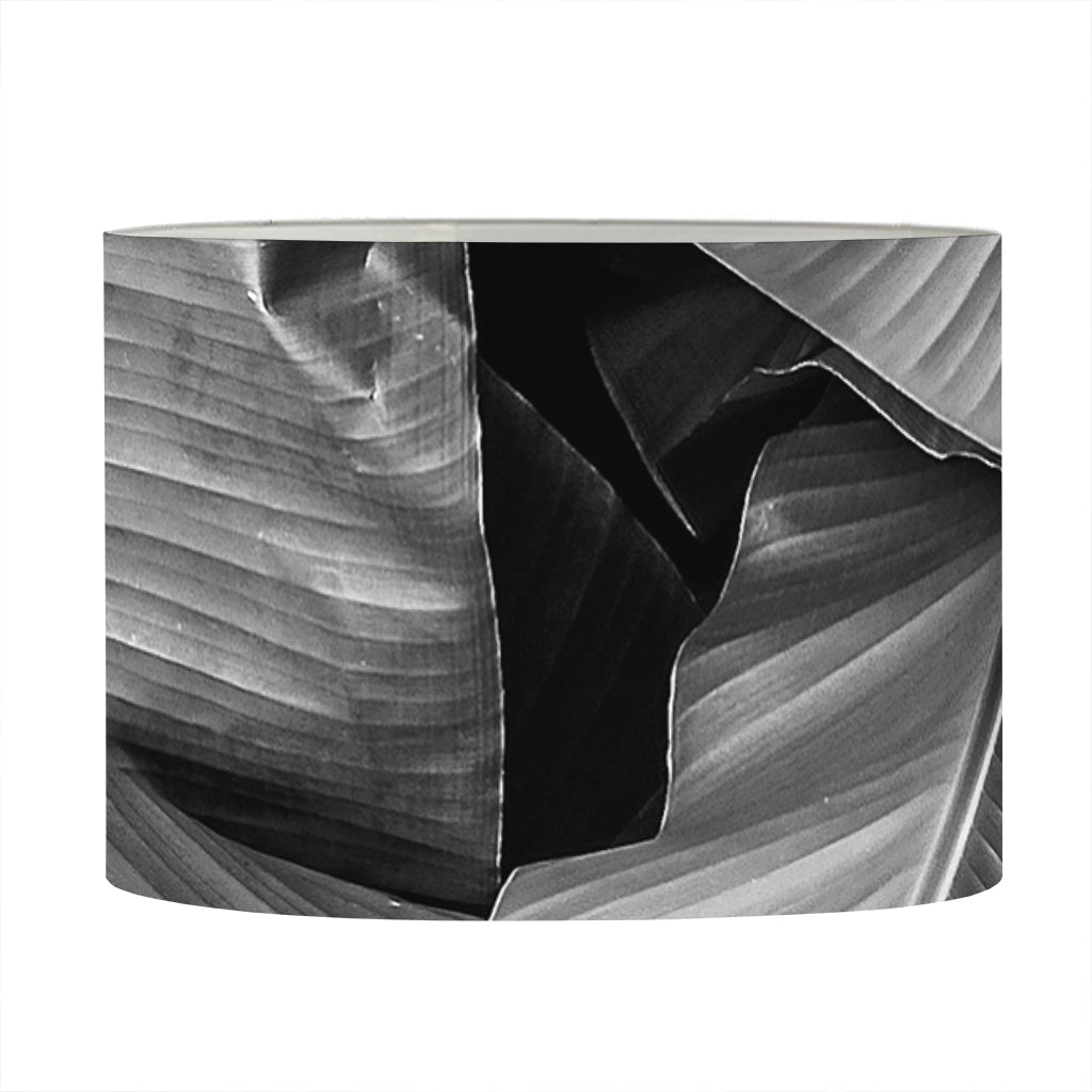 Black And White Banana Leaf Print Drum Lamp Shade