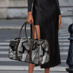 Black And White Banana Leaf Print Duffle Bag