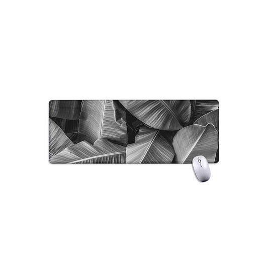 Black And White Banana Leaf Print Extended Mouse Pad