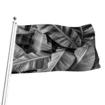 Black And White Banana Leaf Print Flag
