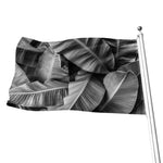 Black And White Banana Leaf Print Flag