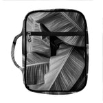 Black And White Banana Leaf Print Front Pocket Bible Bag