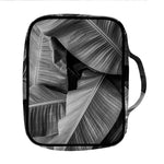 Black And White Banana Leaf Print Front Pocket Bible Bag