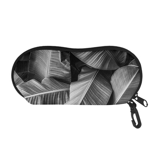 Black And White Banana Leaf Print Glasses Case