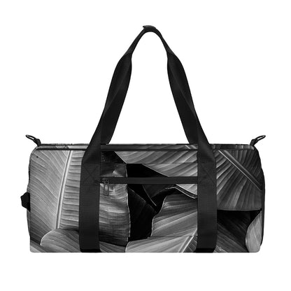 Black And White Banana Leaf Print Gym Bag