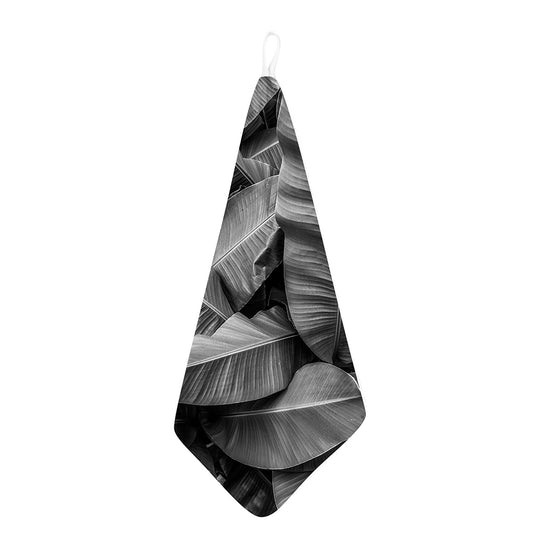 Black And White Banana Leaf Print Hand Towel