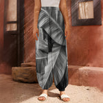 Black And White Banana Leaf Print Harem Pants