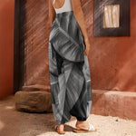 Black And White Banana Leaf Print Harem Pants