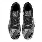 Black And White Banana Leaf Print High Top Leather Sneakers