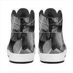 Black And White Banana Leaf Print High Top Leather Sneakers