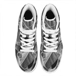 Black And White Banana Leaf Print High Top Leather Sneakers