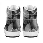 Black And White Banana Leaf Print High Top Leather Sneakers