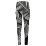 Black And White Banana Leaf Print High-Waisted Pocket Leggings