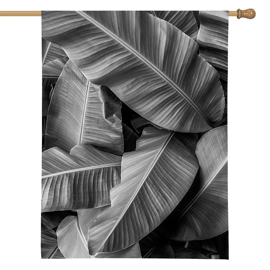 Black And White Banana Leaf Print House Flag