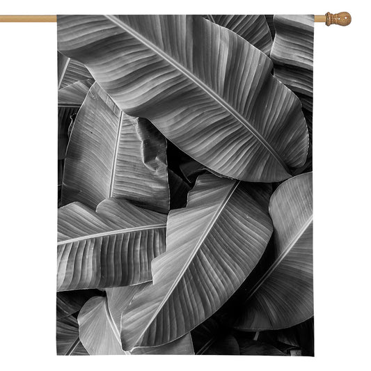 Black And White Banana Leaf Print House Flag