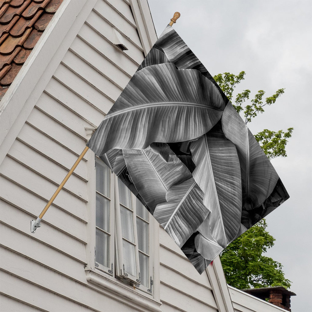 Black And White Banana Leaf Print House Flag