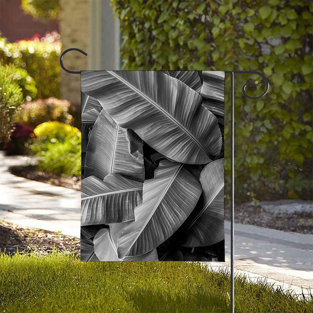 Black And White Banana Leaf Print House Flag