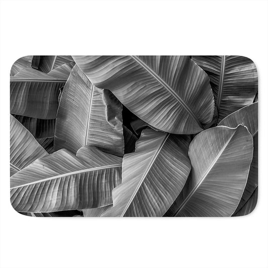 Black And White Banana Leaf Print Indoor Door Mat